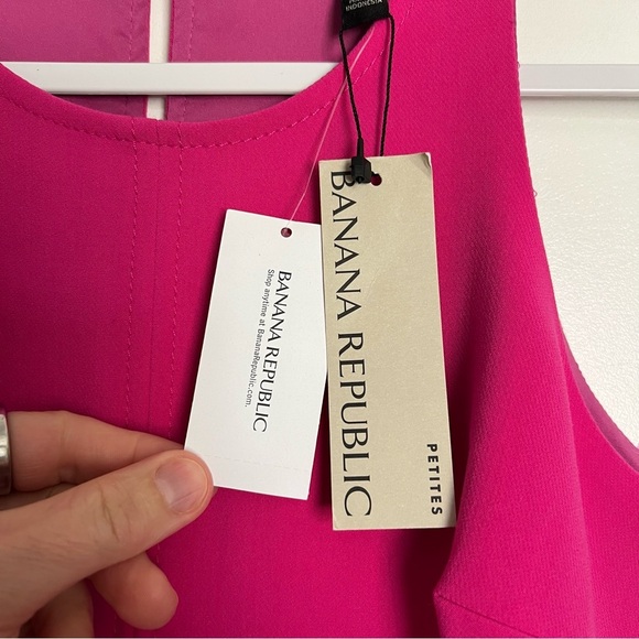 NWT Banana Republic Bright Pink Racerback Sleeveless Midi Dress size 0 Petite - Picture 4 of 14